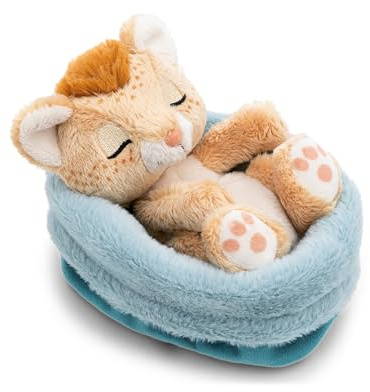NICI Kuscheltier Löwe 12cm schlafend im Körbchen - braun - Stofftier aus weichem Plüsch, niedliches Plüschtier zum Kuscheln und Spielen, für Kinder & Erwachsene, tolle Geschenkidee - 62873