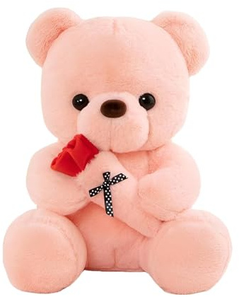 Teddybär mit Rose, Teddy Bär Plüsch-Dekofigur, Rosen Teddy, Geschenk für Valentinstag, Geburtstag, Weihnachten, Dekorbegleiter und emotionale Unterstützung, Nicht geeignet für Personen unter 14 Jahren