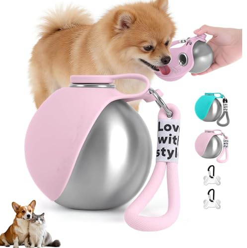 Botella De Agua para Perros, 285 Ml Bebedero Portatil Perro, Botella Agua Perro Paseo, Prueba De Fugas, Botella De Agua para Pasear Al Aire Libre, Botella De Resistente CaíDas (Rosa)