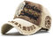 Sporty Baseballcap Indianer Distressed Snapback Vintage Used Look Nieten Sport Outdoor Kappe Mütze Cap Schirmmütze Basecap verstellbar (braun)