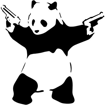 decorsfuk.co Banksy Panda mit Guns | Art Wand Graffiti Vinyl Aufkleber | Urban Art Fenster, Auto, Laptop Aufkleber - Large - 22x22cm