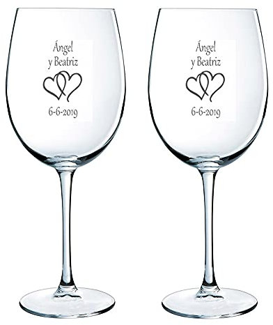 Calledelregalo Copas de Vino Personalizadas con los Nombres y la Fecha Que tú Quieras Grabado - Regalo original para pareja