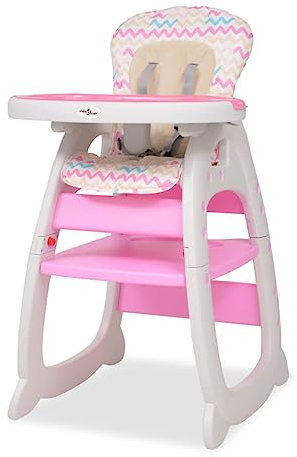 vidaXL Hochstuhl mit Essbrett 3-in-1 Verwandelbar Höhenverstellbar Kinderhochstuhl Babyhochstuhl Kinderstuhl Babystuhl Baby Kinder Rosa