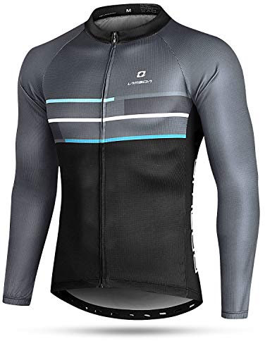 LAMEDA Radtrikot Herren Damen Langarm Herbst Winter Fahrradtrikot MTB Jersey Atmungsaktive Schnell Trocknen T-Shirt Funktionsshirt Fahrradbekleitung für Radsport Rennrad Sport Blau 3XL