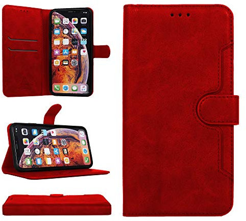 Gorilla Tech iPhone X iPhone XS Leather Case, Premium Quality, Stand Wallet Cover Flip Case [Red] for iPhone 10 10S Multiple Card Slots, Magnet Flip, Folio Book Case with Kickstand Feature