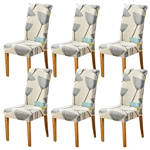 HZDHCLH Stuhlhussen 4 Stück Elastische Moderne Universal Stretch Beschützer Stuhlhussen für Stuhl Esszimmer Hochzeit Partys Bankett Deko, Blätter