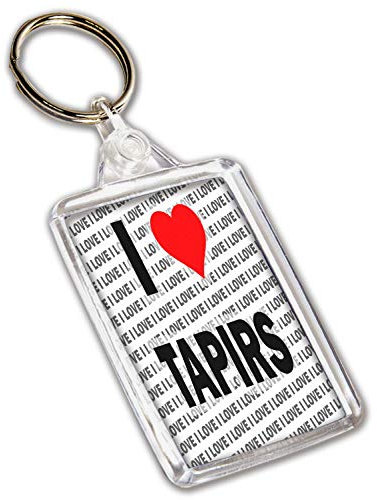 AK Giftshop Schlüsselanhänger mit Aufschrift I Love Tapirs, Geschenk, Geburtstag, Weihnachten, Strumpffüller, Schlüsselanhänger