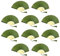 FANSOF.FANS Pack of 10 Fabric Handheld Fan with a Tassel Grade A Bamboo Ribs Party wedding Favour (Moss/Olive Green)