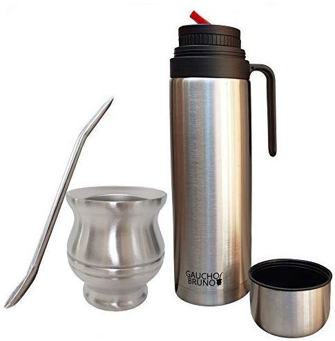 Gaucho Bruno – Juego con Mate, Termo y Bombilla de Acero Inoxidable | Fácil de Limpiar