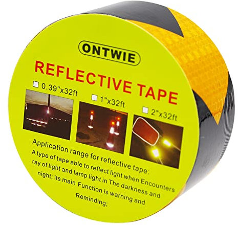 Reflektierendes Klebeband 5cm x 10m, ONTWIE Arrow Reflektierendes Warnband Wabe für Anhänger, Pfeil Reflektierender Aufkleber Reflektor Warnaufkleber Hohe Intensität Wasserdicht - Gelb/Schwarz