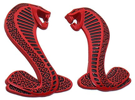 YK ZAOOER 3D Metall Shelby Cobra Snake Emblem-Abzeichen-Aufkleber Aufkleber für Ford Mustang Sport (Links & rechts) 2er Set,Black red
