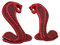 YK ZAOOER 3D Metall Shelby Cobra Snake Emblem-Abzeichen-Aufkleber Aufkleber für Ford Mustang Sport (Links & rechts) 2er Set,Black red