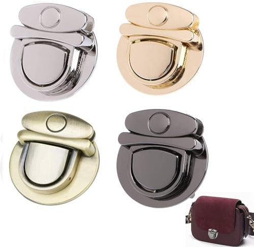 KanDery 4PCS Purse Making Lock, Clasp Catch Purse Push Lock, DIY Thumb Press Lock for Bag Making Book Leathercraft Fabric Handbag Wallet, 22x24mm