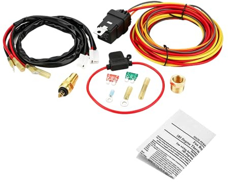 Electric Cooling Fan Wire Harness Kit 185 Degree On 165 Thermostat Switch 4050 AMP Relay