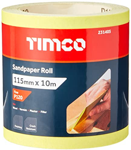 TIMCO Schleifpapier-Rolle, Körnung 120, 115 mm x 10 m, Gelb