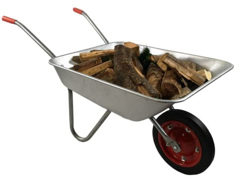 65 Litre 60kg Capacity Galvanised Samuel Alexander Metal Garden Wheelbarrow - Wheel Barrow with Solid Puncture Proof Tyre