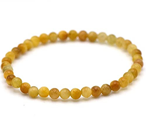 Miracles Minéraux Bracelet perle ronde 4 mm fin et discret, pierre naturelle, création artisanale française, plus de 60 choix (Oeil de tigre doré 4 mm)