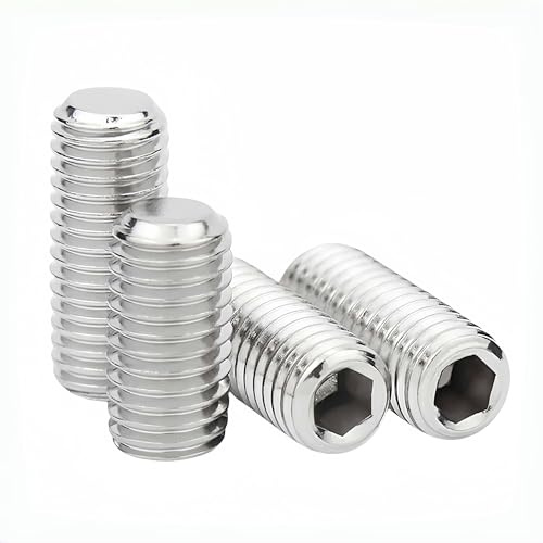 M4 x 8mm Flat Point Screws, Hex Socket Set Screws, Metric Grub Screws, A2-70, DIN914 Stainless Steel, 250Pcs