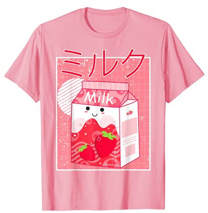 Pink Strawberry Milk Shake Kawaii Pastel Goth Japonais 90's T-Shirt
