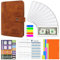 Binder Notizbuch A6, PU Leder Binder Taschen Notizbuch, Geldbinder, Money Organizer für Bargeld, Budget Ordner mit Reißverschluss Umschläge, Budget Wallet Binder Dividers (braun)