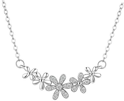 ANAZOZ Silberkette Damen Echt Silber, Verlobungsanhänger Zirkonia Blume Damen Kette 925