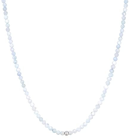 BERGERLIN Aquamarin Halskette hell blau - hellblaue Kette - Silber - XS-S
