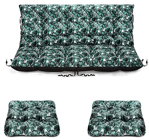 SuperKissen24. Sitzkissen Bankkissen Bankauflage - 100x50 cm und Rückenlehne 100x60 cm mit 2er 45x45 cm Stuhlkissen Set - Outdoor und Indoor - Exotic