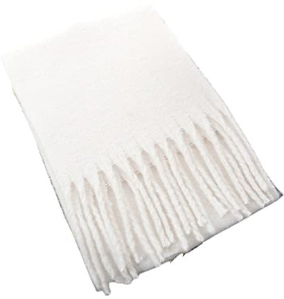 HGJH Schal,Winterschals Weiß Weicher Warmer Schal Dicke Decke Dicke Zöpfe Quaste Kaschmir-Gefühl Schal Lang Groß Winterschal Trendige Stola-Schals Für Frauen Mädchen