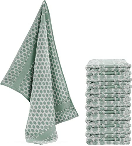 normani Geschirrtücher Abtrocktücher Küchentücher Gästehandtücher aus 100% saugstarker Baumwolle 3,6 oder 12 Farbe 12 x Grün
