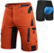 Cycorld MTB Hose Herren Radhose, Schnelltrocknend Mountainbike Hose Fahrradhose mit 4D Sitzpolster, Elastische Sport Radlerhose Shorts (Orange-rot mit Unterwäsche, 3XL)