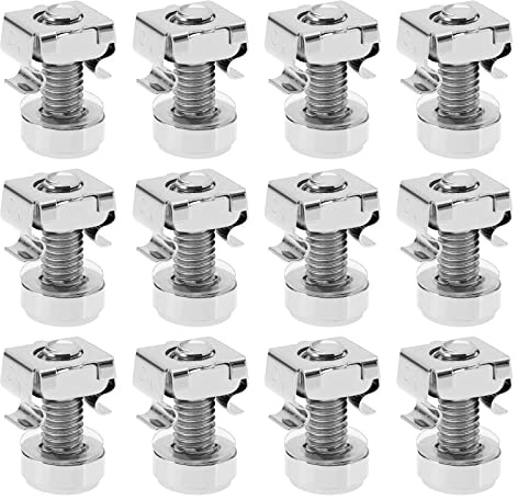 YINETTECH 50Pcs M6 Cage Nuts Replacement with Rack Mount Screws Washers Rack Mount Cage Nuts Accessories for Rack Server Cabinets Server Racks Equipment Enclosures