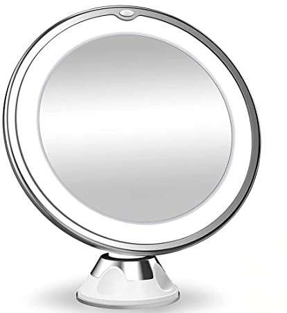 GNCHome Espejo Aumento 10xde Baño, Espejo Maquillaje con luz LED, Giratorio y Ventosa de Pared - Espejo baño con luz para tocador de Maquillaje - Espejo Redondo con luz