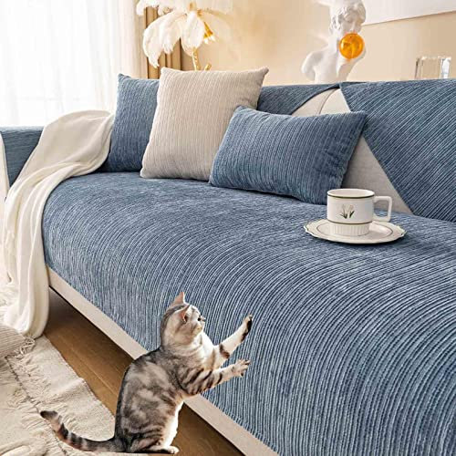 YWQJL Samt Sofabezug Antirutsch 3/2/1/4 Sitzer L Form Sofaüberwurf sofaschutz Katze Sofaschoner,Couch Bezug Ecksofa Schmutzabweisend Sofaschutz Hund Kratzschutz Katze,C-110x240cm