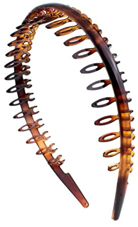 Righe e Pois - Bandeau pour cheveux avec dents brunes écaillées - Bandeau pour cheveux en peigne pour femme ou fille - Circonférence 14 cm - Flexible s'adapte bien à la tête