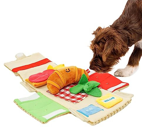 Schnüffelmatte für Hunde | Pet Snuffle Mat with Cute Cow Horn Toy and Treat Pouch | Snuffle Mat, Enrichment Toys, Interactive Chew Toys for Teething, Pets and Owners Interaction Zorq