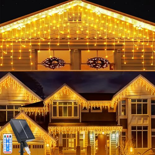 Acxilexy Cortina Luces Navidad Exterior, 6 M 264 LEDs Cortina de Luces con 8 Modos, Impermeable Luz de Carámbano, Control Remoto, Guirnaldas Luminosas para Ventana Patio Balcón Boda Navidad