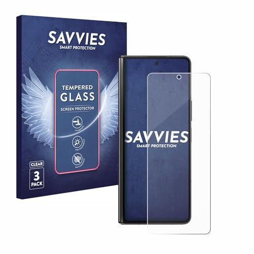 Savvies Panzer Schutz Glas für Samsung Galaxy Z Fold 5 (3 Stück) 9H Hartglas, Anti-Fingerprint, Displayschutz