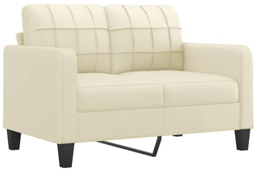 vidaXL Sofa 2 Sitzer, Couch für Wohnzimmer, Polstersofa mit Metallgestell, Loungesofa Zweisitzer Wohnzimmersofa Wohnzimmermöbel, Creme Kunstleder