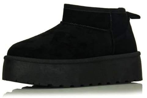 Procity Damen Stiefeletten Warm Gefüttert Plateau Boots mit der Profilsohle Black2 39