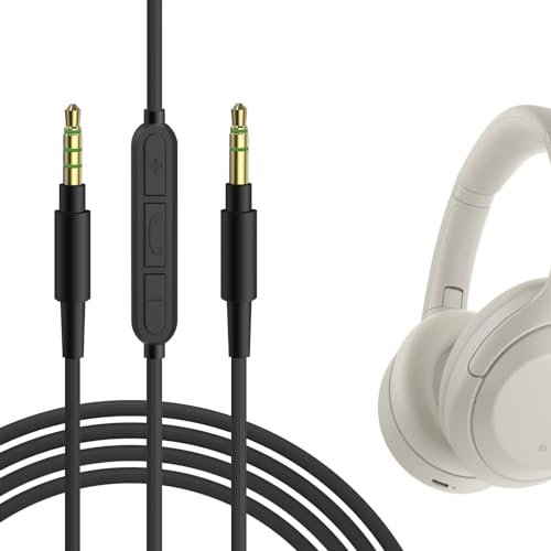 GEEKRIA Audiokabel mit Mikrofon, kompatibel mit Sony WH-1000XM5 WH-1000XM4 WH-CH520 WH-CH720N WH-910N Inzone H5 Kabel, 3,5 mm Aux-Ersatz-Stereo-Kabel mit Inline-Mikrofon (1,7 m)