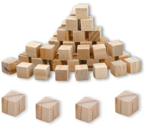 Cozlly 100 Stück Holz Würfel Deko, Holz Würfel 1cm Holzklötze Natur, Holzblöcke Bauklötze zum Basteln, Holzwürfel, Bastelwürfel, Quadrat Würfel Natur DIY, Stempel, Mathematik, Bausteine, Spielsteine