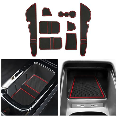 CDEFG Kompatibel mit VW Volkswagen ID.4 ID.5 GTX Pro 2020-2023 2024 Gummimatten Mittelkonsole Antirutschmatten rutschfest Becherhalter Gummi Matte Armlehne ID4 ID5 Zubehör (Rot)