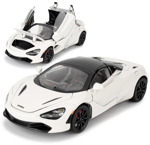 imtfzct 1:24 McLaren 720S Modellauto, Druckgussauto mit Pullback-Funktion, Kinderspielzeugauto mit Licht und Sound, Modellspielzeug zum Sammeln, Geschenk für Kinder (weiß)