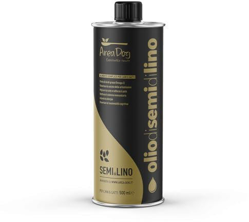 Area Dog - Olio di Semi di Lino - Complemento Alimentare - 100% Naturale - Da Spremere a Freddo - Ideato per favorire il Naturale Benessere degli Animali - Made in Italy