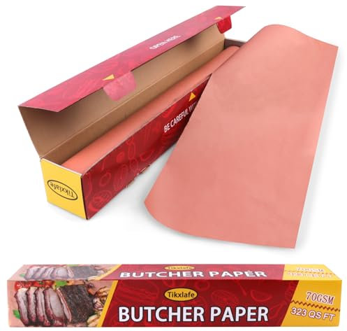 Tikxlafe Metzgerpapier Rolle Pink, BBQ Kraftpapier 60cm x 50m Metzger Papier, Butcher Paper for Smoking Meat Kochen von saftigem für Grill, Smoker, Fischfleisch