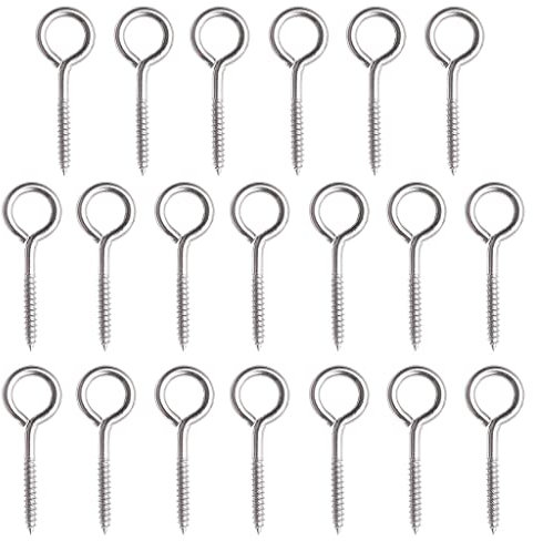 IWOMA 20 ganci filettati M3/M4/M5, in acciaio inox, a forma di occhio, viti autofilettanti, ganci filettati, resistenti, per appendere all'aperto