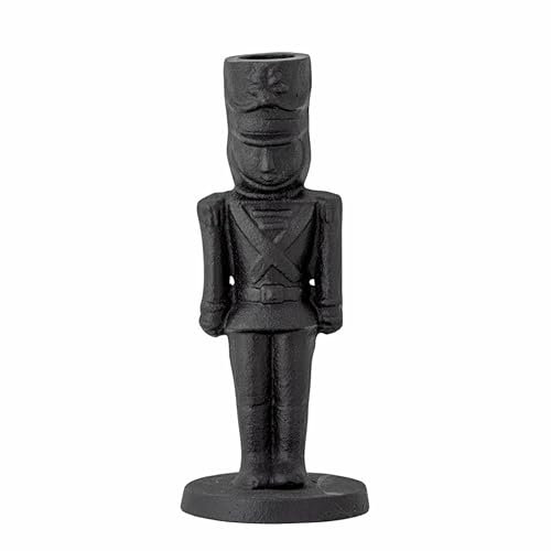 Bloomingville Vernon Kerzenhalter in Form eines Nußknacker in schwarz aus Metall, Höhe: 18cm, Durchmesser: 7cm