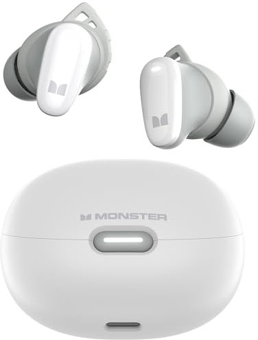 Monster N-Lite 206 - Auriculares inalámbricos Bluetooth de 5.4 pulgadas, micrófono integrado, control táctil, ajuste cómodo, carga rápida USB-C, impermeabilidad IPX6, tiempo de reproducción de 25