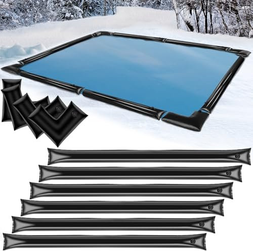 10 Pack 0.6mm Thick Pool Cover Water Bags Single Chamber with Pool Cover Weights Corner, 8ft PVC Pool Water Tubes with Screw Caps for Winterizing for Inground Swimming Pool Winter Cover