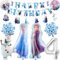 Prinzessin Deko Geburtstag Folienballon 4 Jahre- 7pcs Eiskönigin Geburtstagsdeko Party Luftballons Heliumballon Ballon Cake Toppers Happy Birthday Banner für Mädchen Frauen Geburtstags Babyparty Party